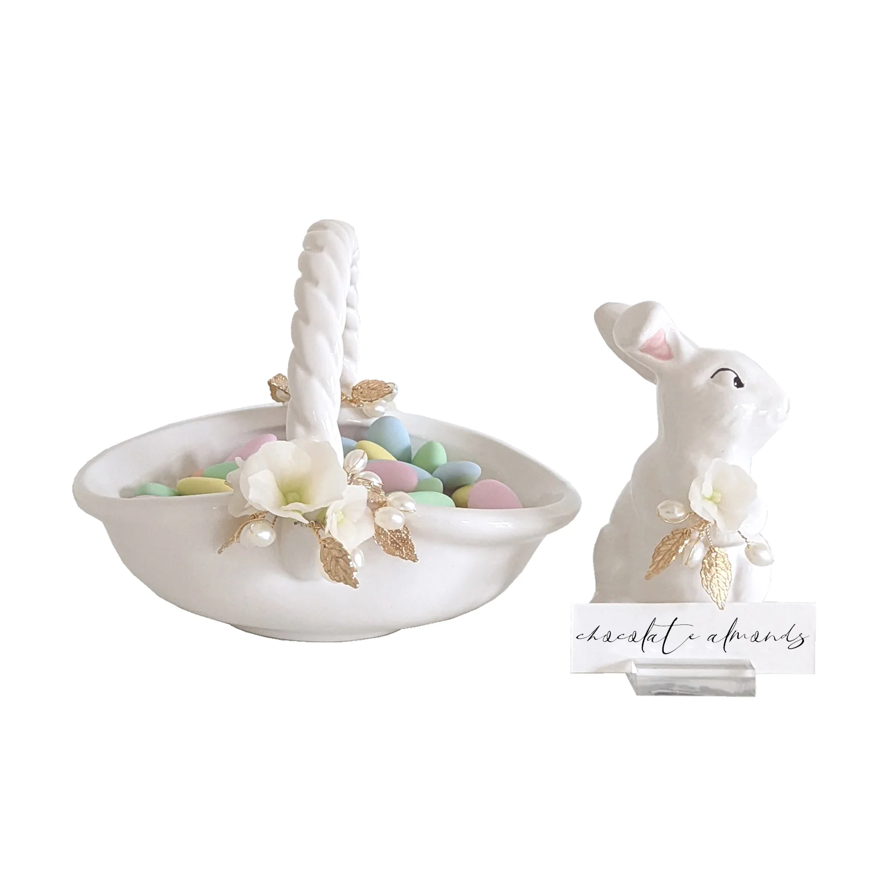 Bunny and Basket Serving Dish with Card Holder - Image 6