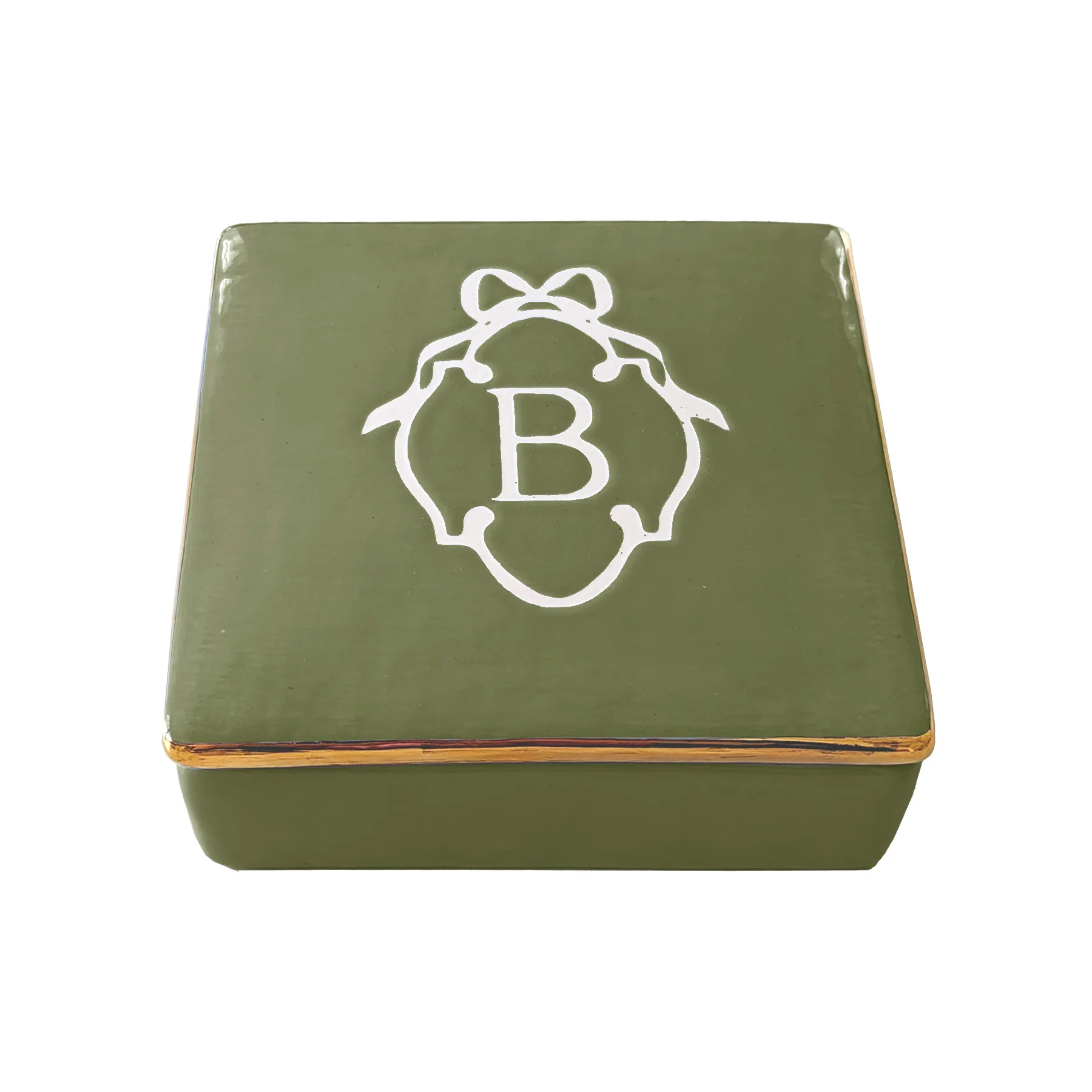 Bow Monogram Box with 22K Gold Accent - Image 11