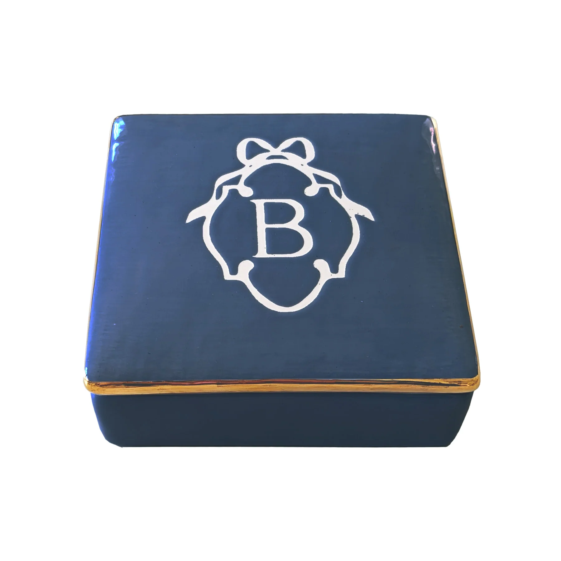 Bow Monogram Box with 22K Gold Accent - Image 12