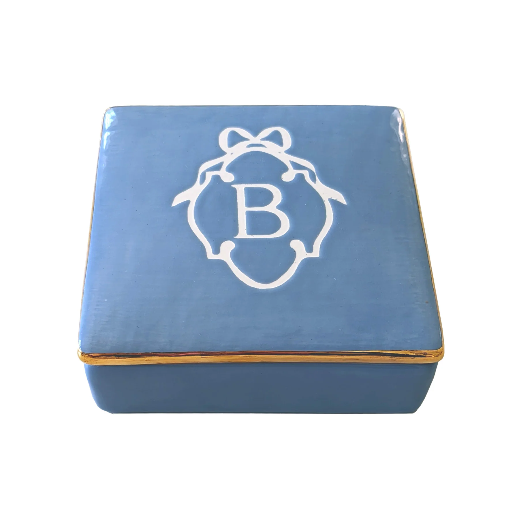 Bow Monogram Box with 22K Gold Accent - Image 6
