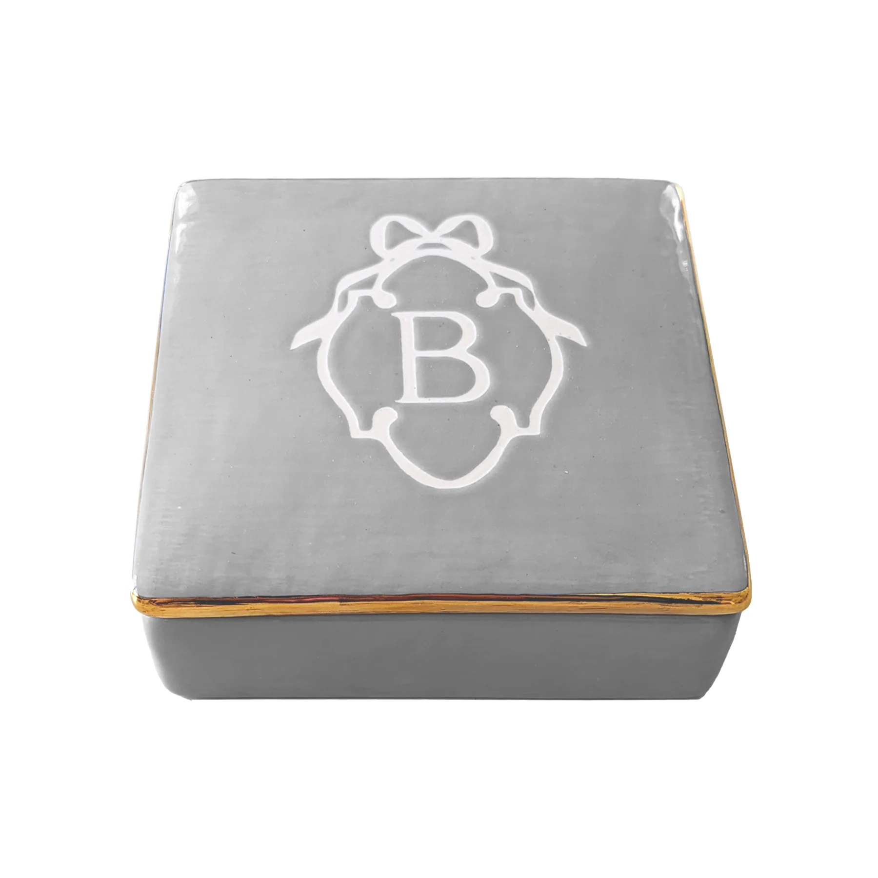 Bow Monogram Box with 22K Gold Accent - Image 9