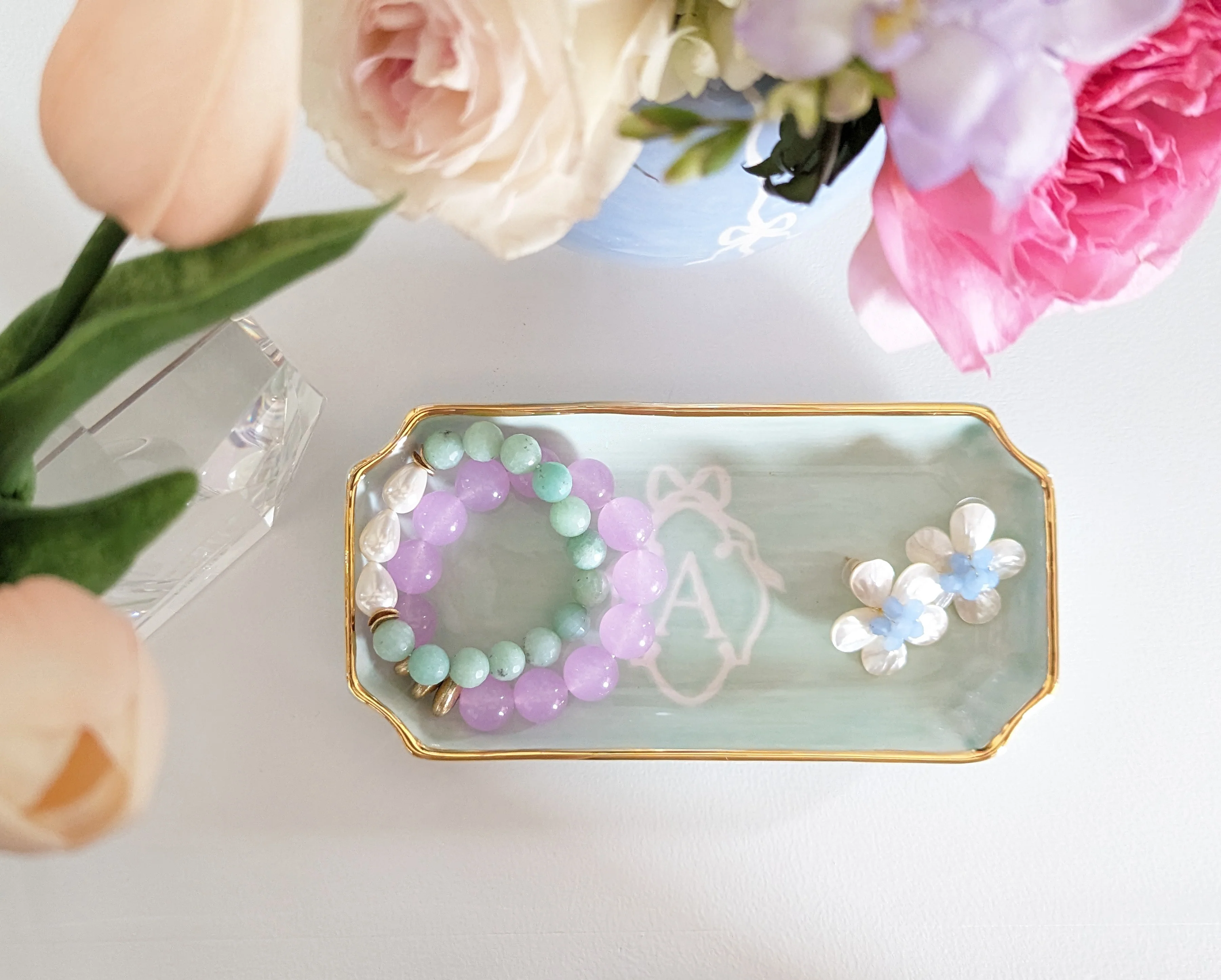 Bow Monogram Trays with 22K Gold Accent - Image 4