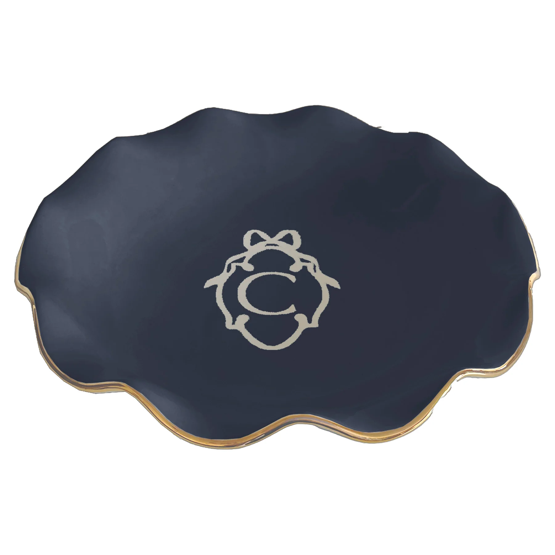 Bow Monogram Large Scalloped Bowl with 22K Gold Accent - Image 13