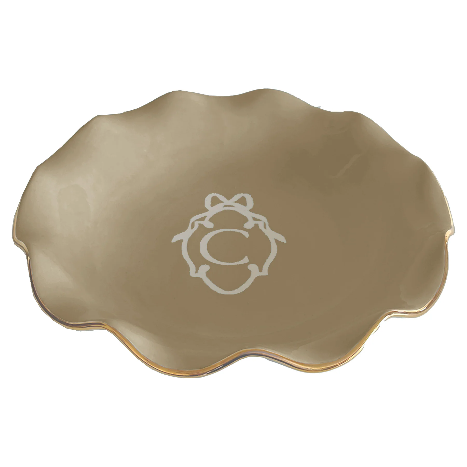 Bow Monogram Large Scalloped Bowl with 22K Gold Accent - Image 16