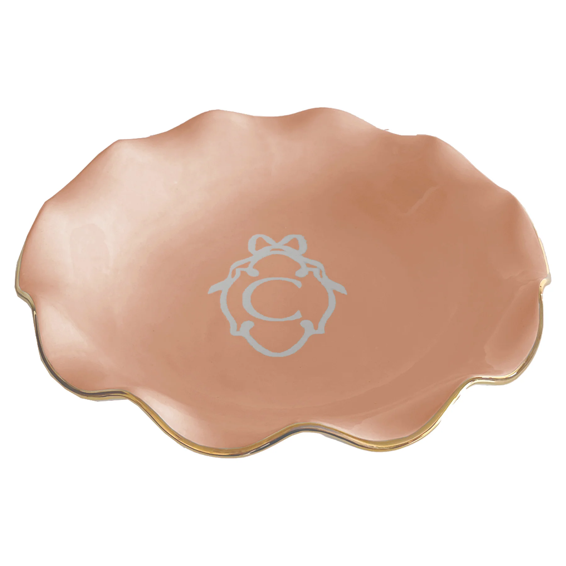 Bow Monogram Large Scalloped Bowl with 22K Gold Accent - Image 5