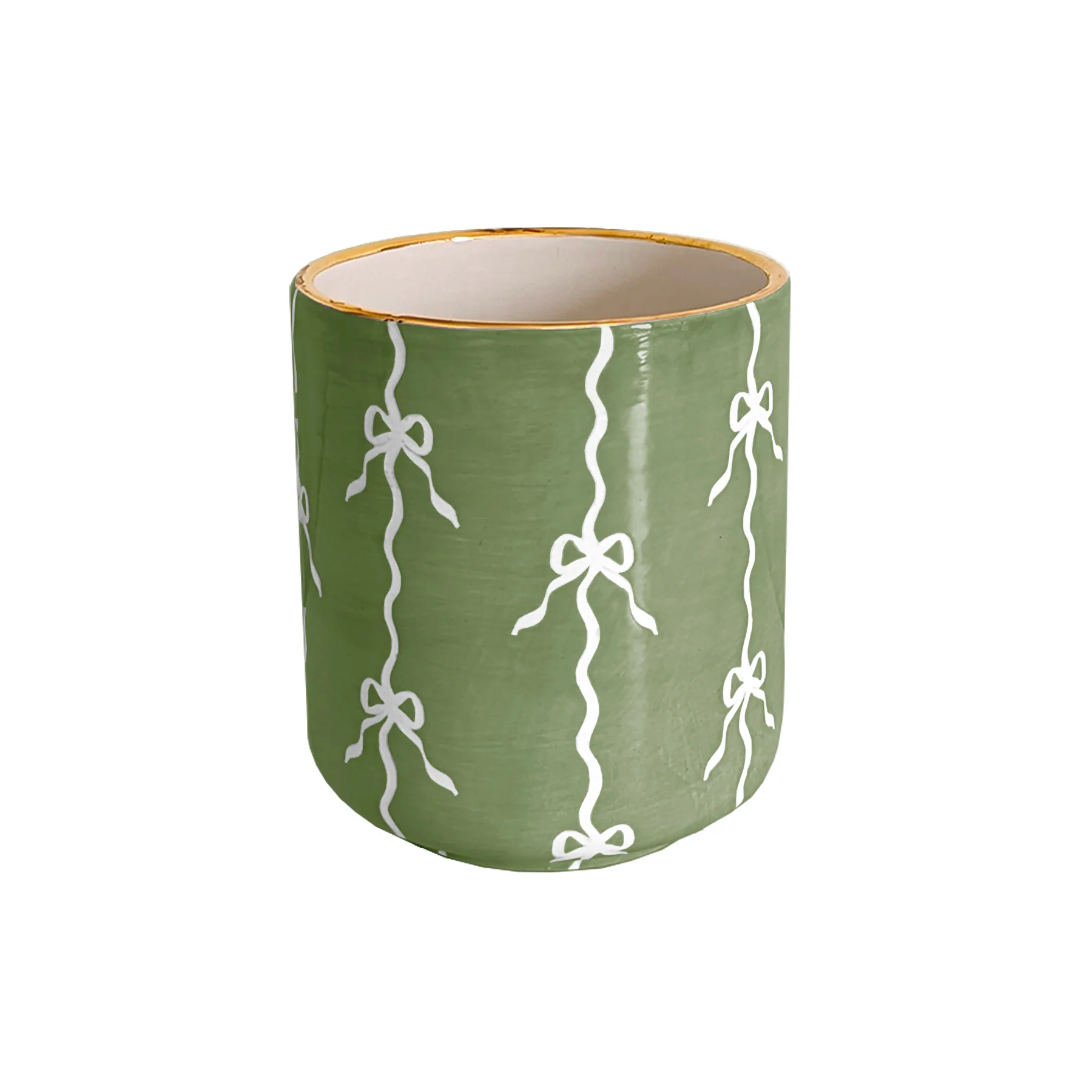 Bow Stripe Vase with 22K Gold Accent - Image 15