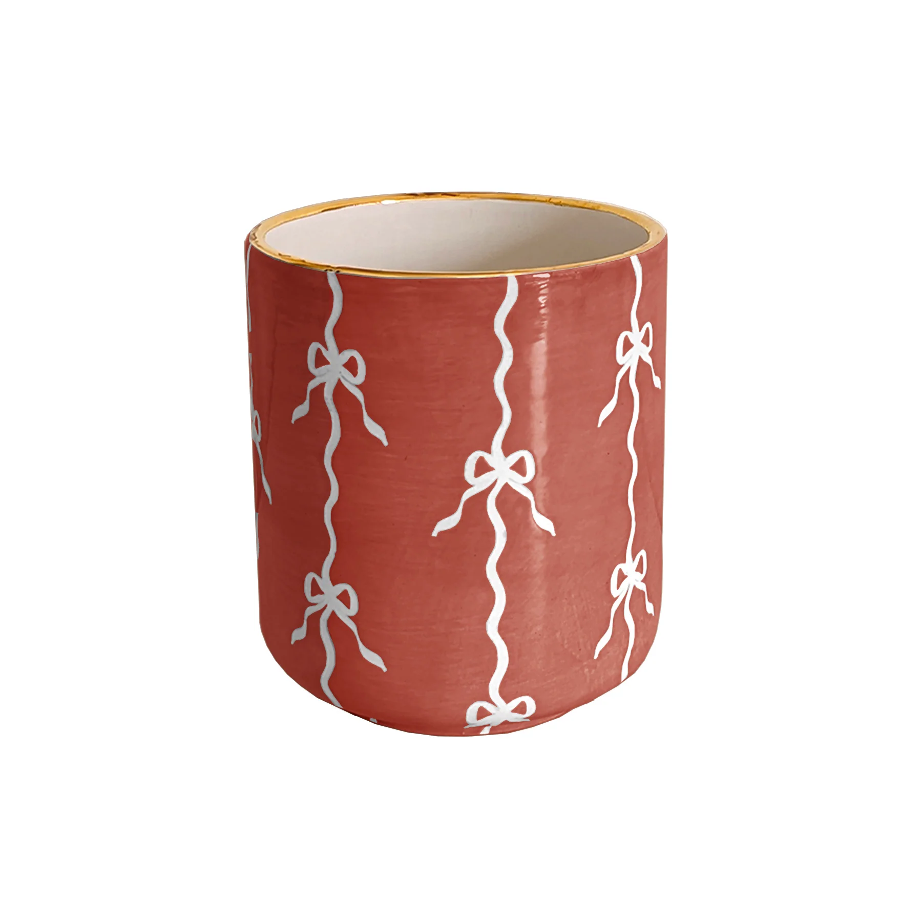 Bow Stripe Vase with 22K Gold Accent - Image 17