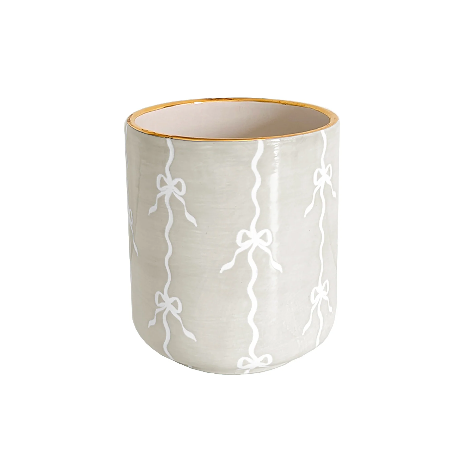 Bow Stripe Vase with 22K Gold Accent - Image 5