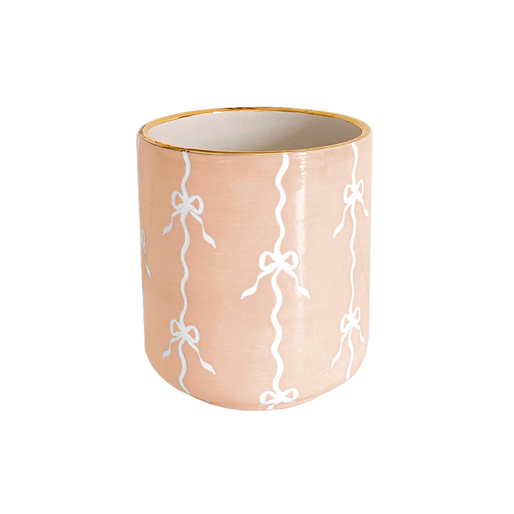 Bow Stripe Vase with 22K Gold Accent - Image 8