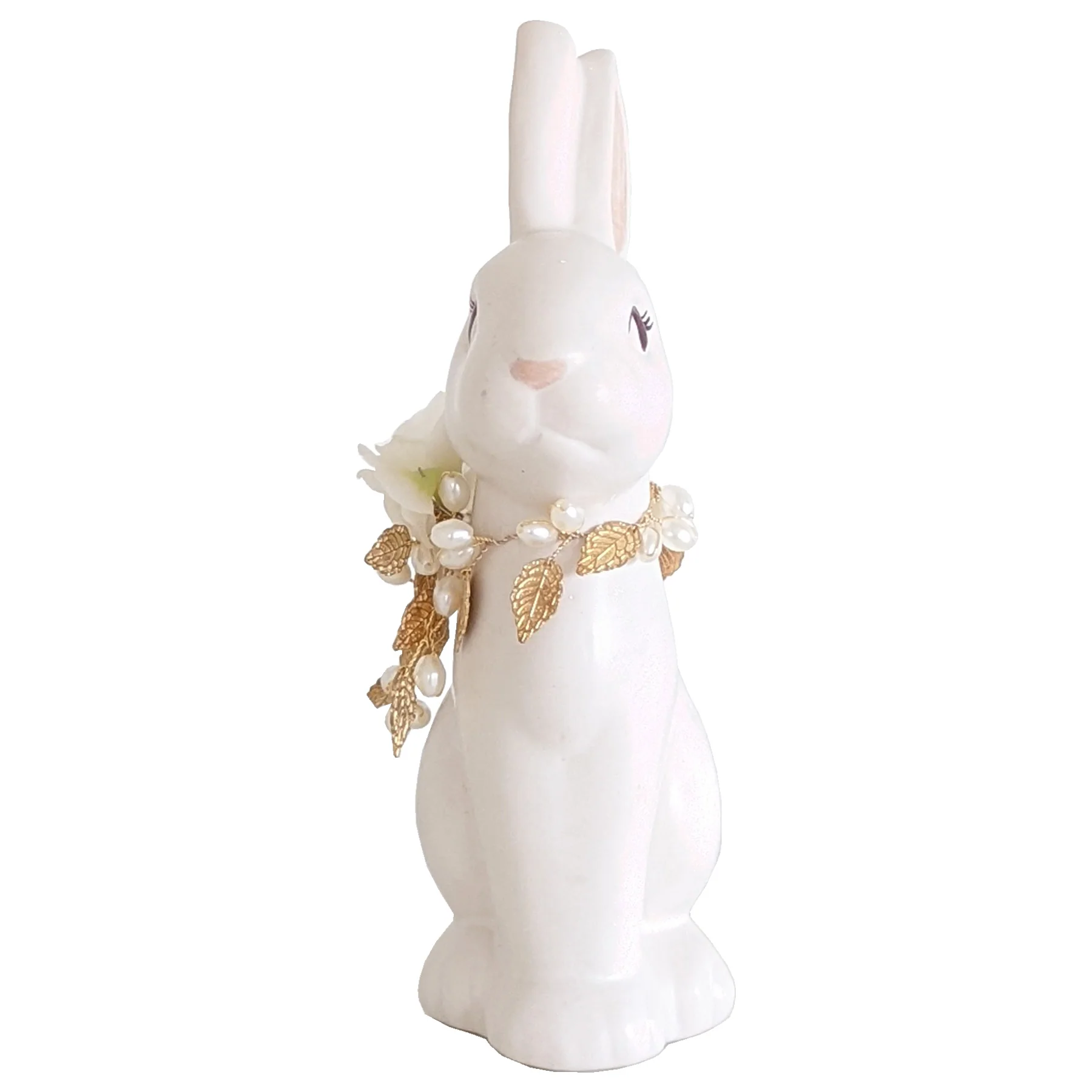 Ivory Sugar Bunny with Hydrangea, Pearl and Gold Accents - Image 4