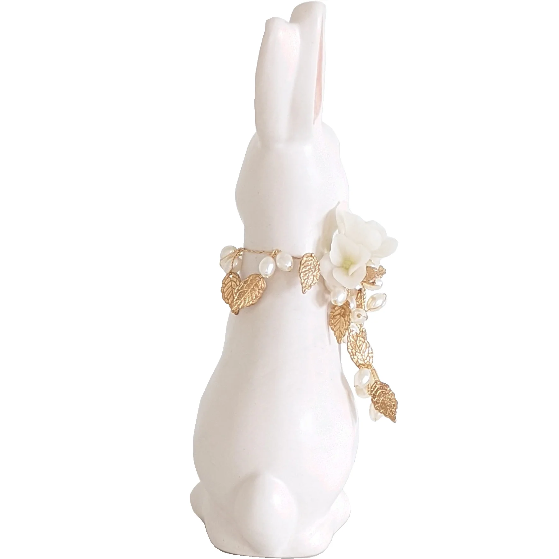 Ivory Sugar Bunny with Hydrangea, Pearl and Gold Accents - Image 5
