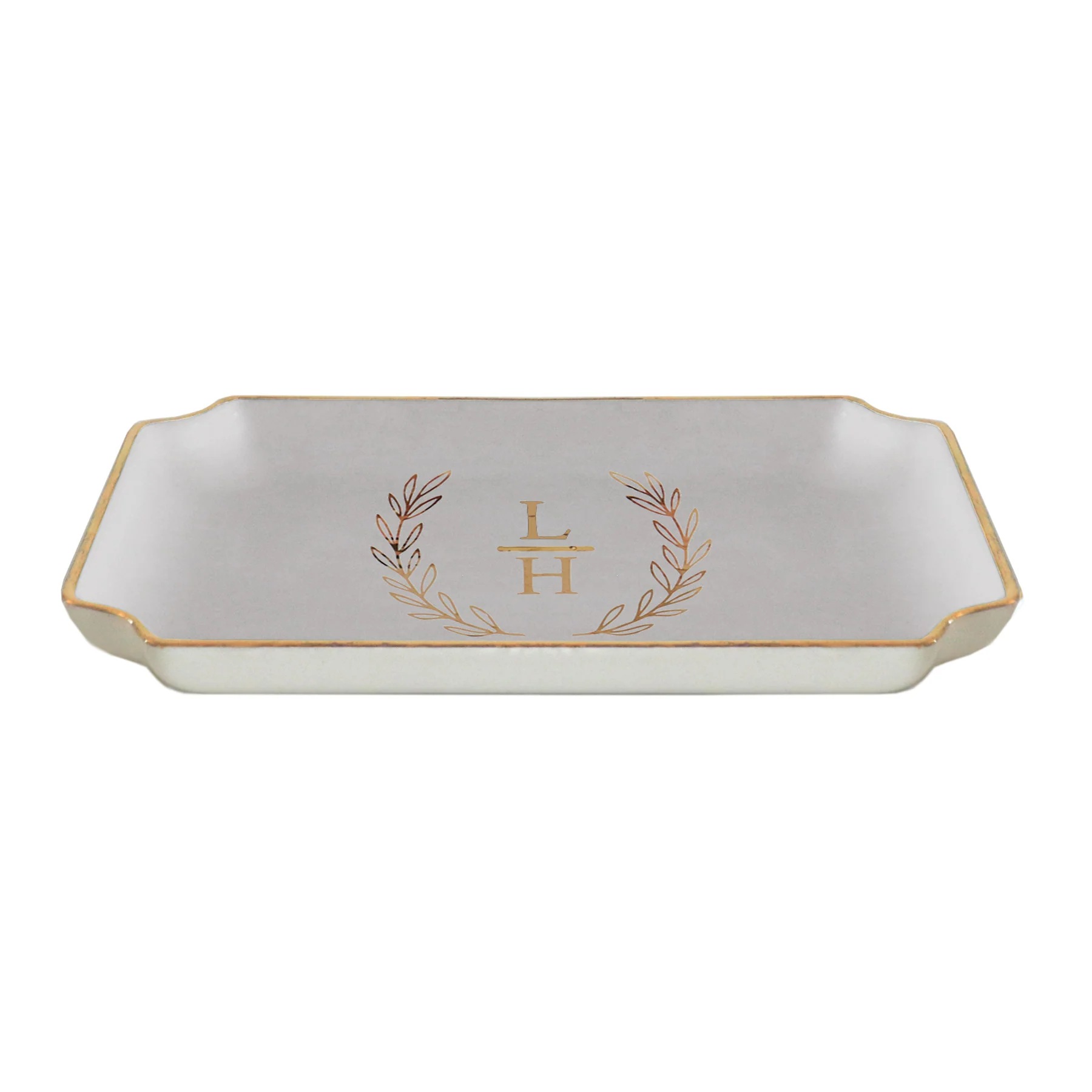 Laurel Wreath Monogram Trays with Gold Accent - Image 11