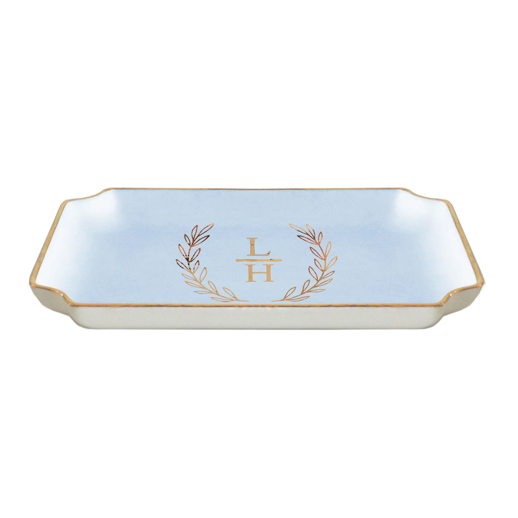 Laurel Wreath Monogram Trays with Gold Accent - Image 12
