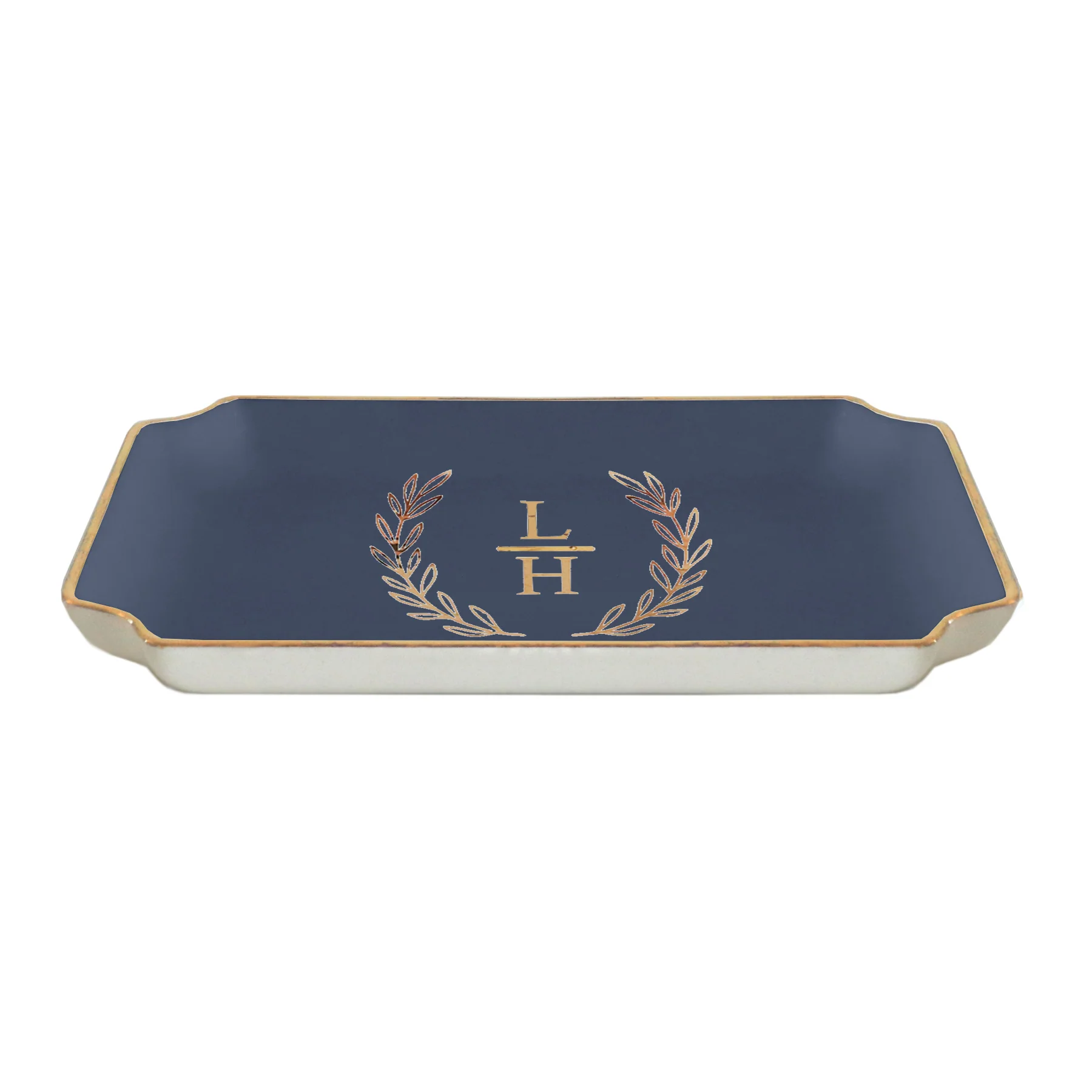 Laurel Wreath Monogram Trays with Gold Accent - Image 13