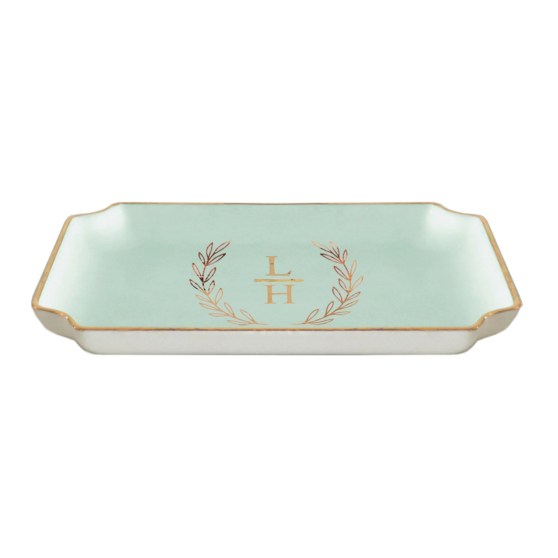 Laurel Wreath Monogram Trays with Gold Accent - Image 15