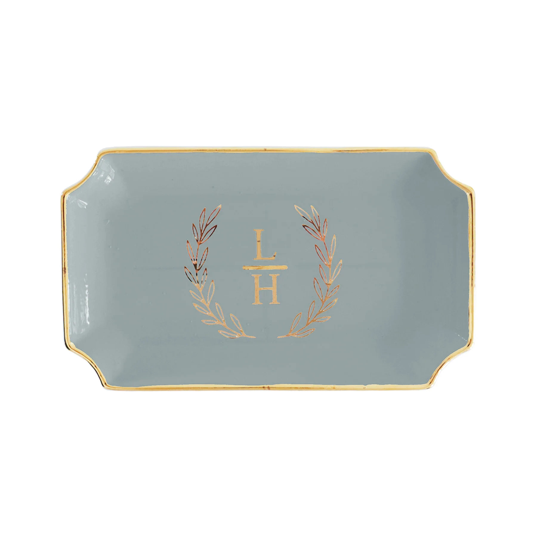 Laurel Wreath Monogram Trays with Gold Accent - Image 16