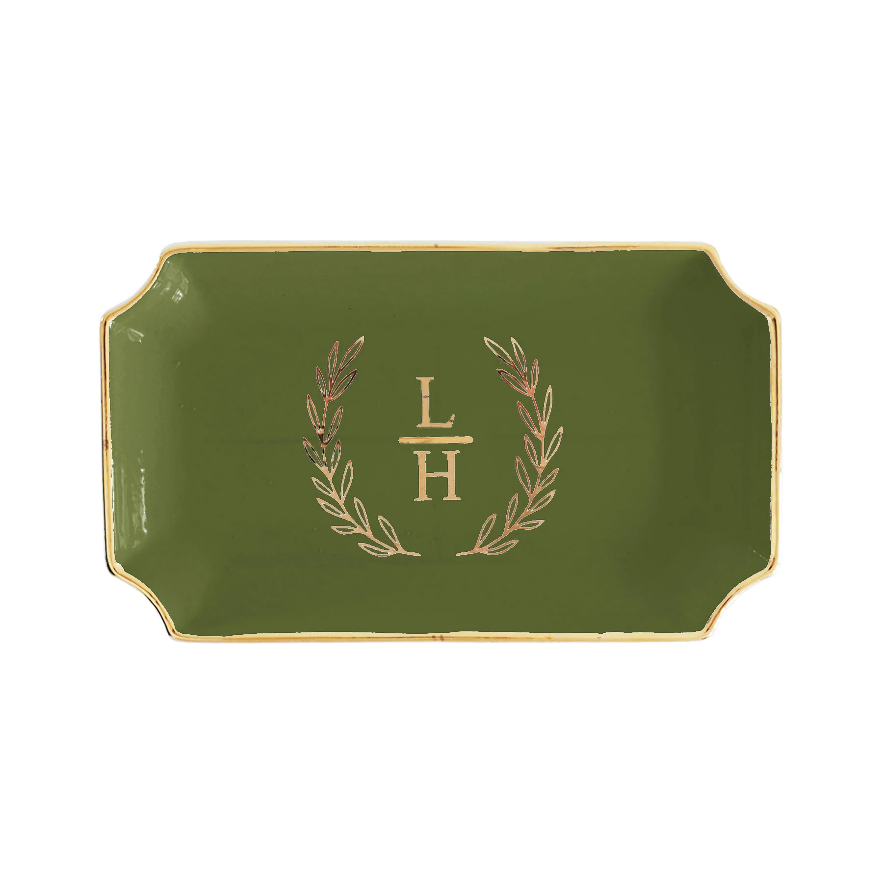 Laurel Wreath Monogram Trays with Gold Accent - Image 17