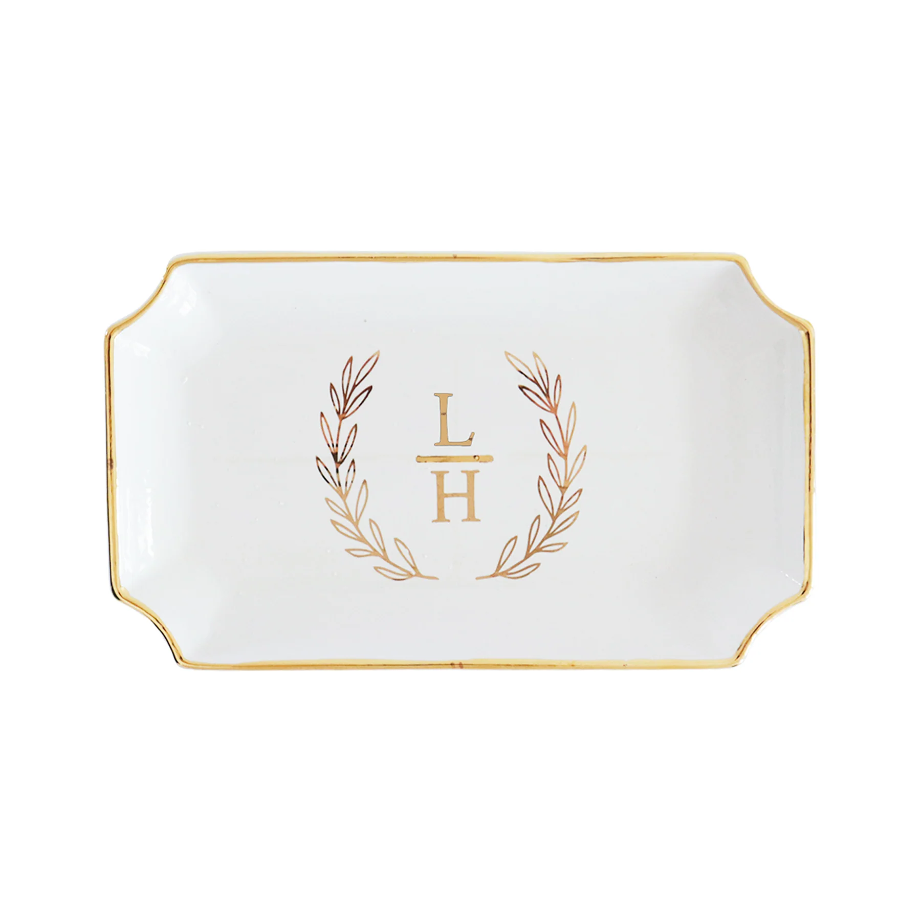 Laurel Wreath Monogram Trays with Gold Accent - Image 4