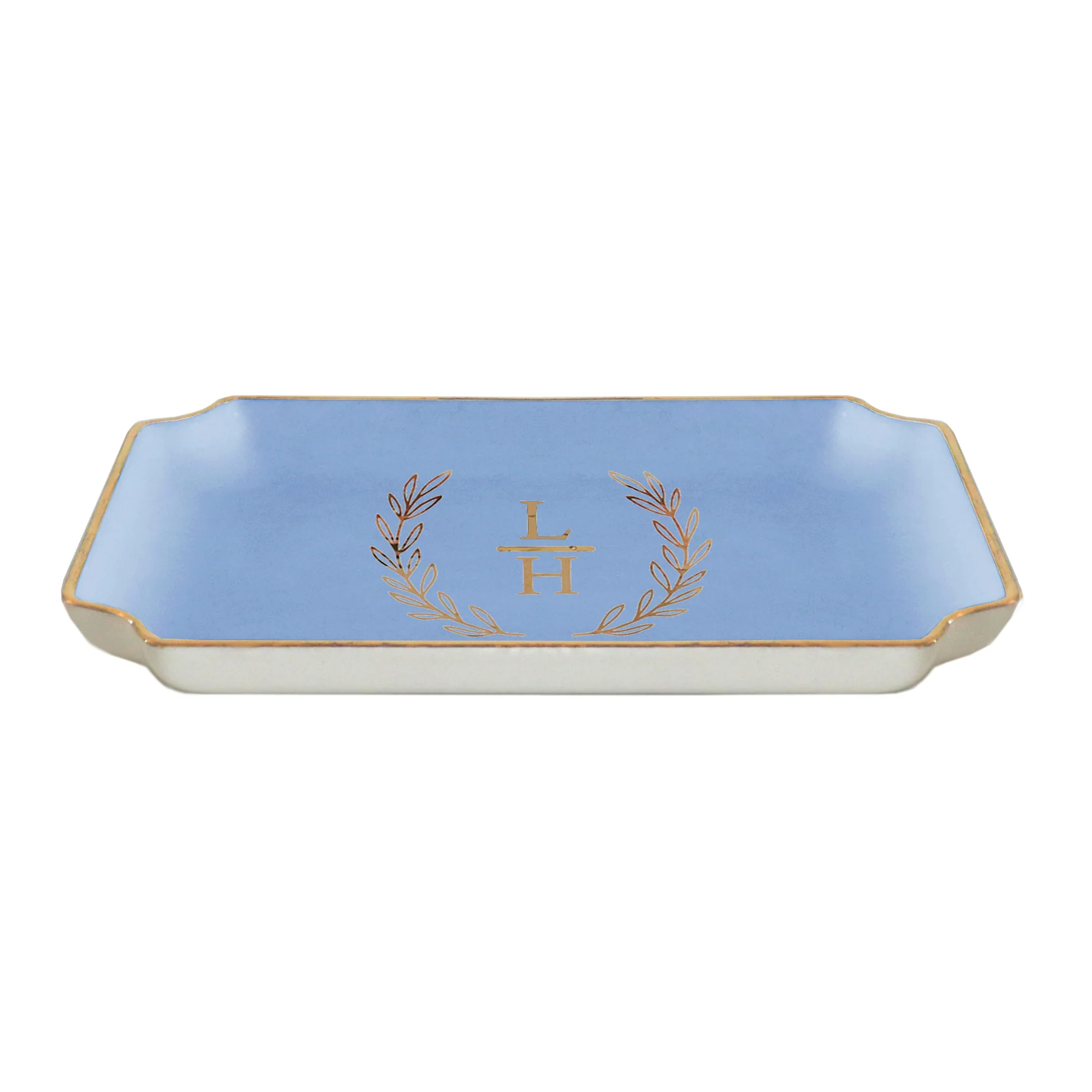 Laurel Wreath Monogram Trays with Gold Accent - Image 6