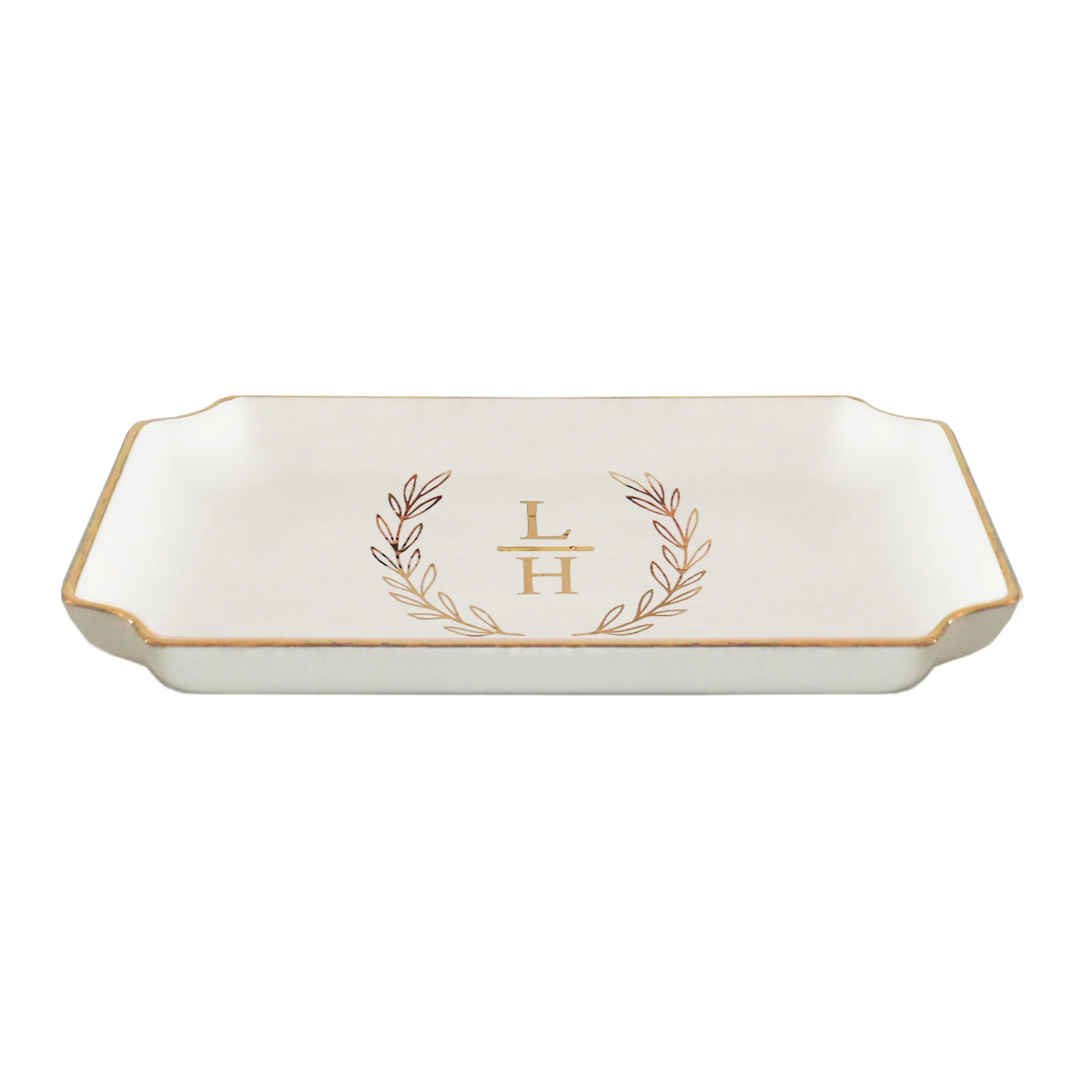 Laurel Wreath Monogram Trays with Gold Accent - Image 7
