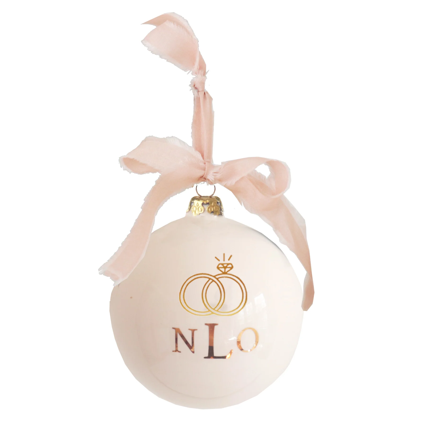 Monogrammed Keepsake Ornament- Wedding with Diamond Ring - Image 5