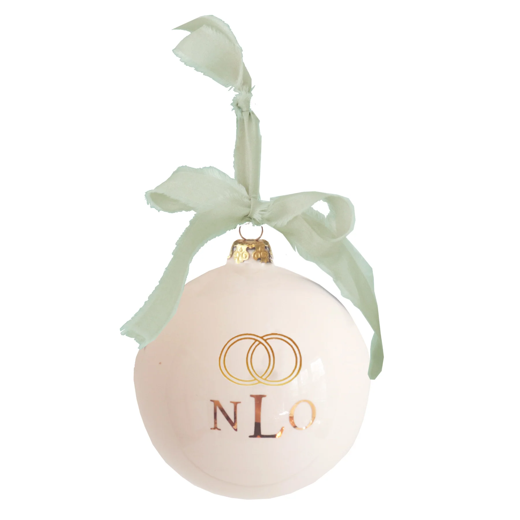 Monogrammed Keepsake Ornament- Wedding with Simple Bands - Image 4