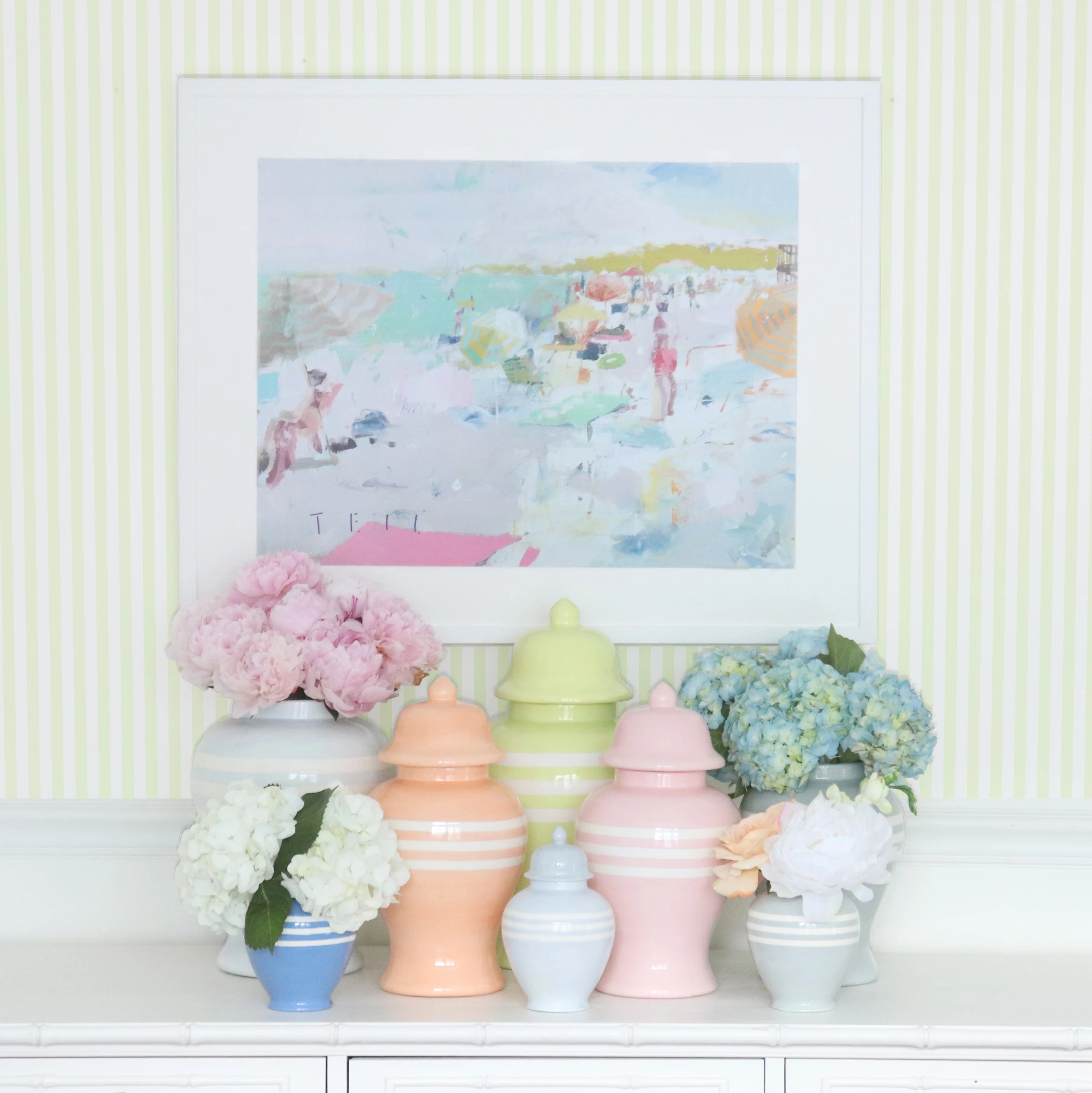 "The Perfect Stripe Wallpaper" in Light Chartreuse Green - Image 3